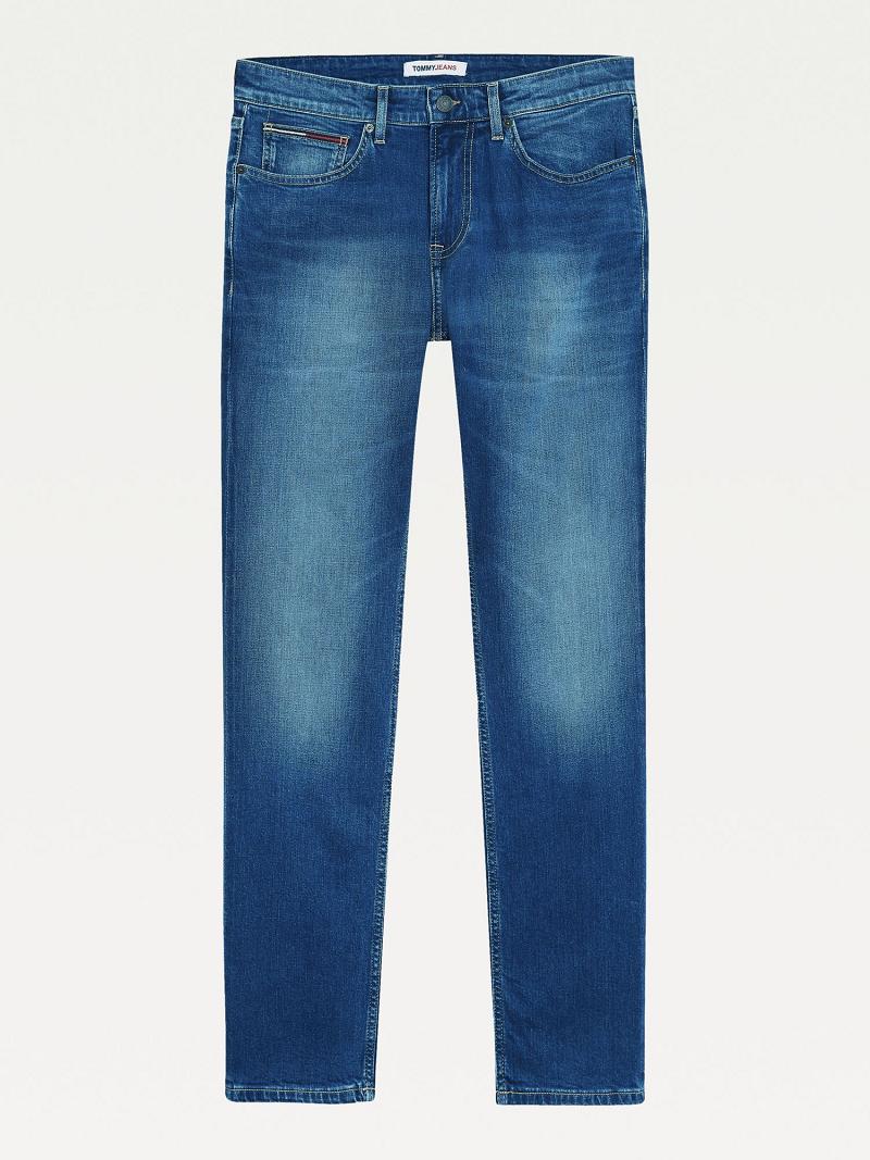 Férfi Tommy Hilfiger Slim Fit Medium Wash Farmer Nadrág Kék | HU 1168GSO